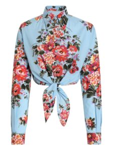 Dolce & Gabbana-Floral cropped cotton shirt