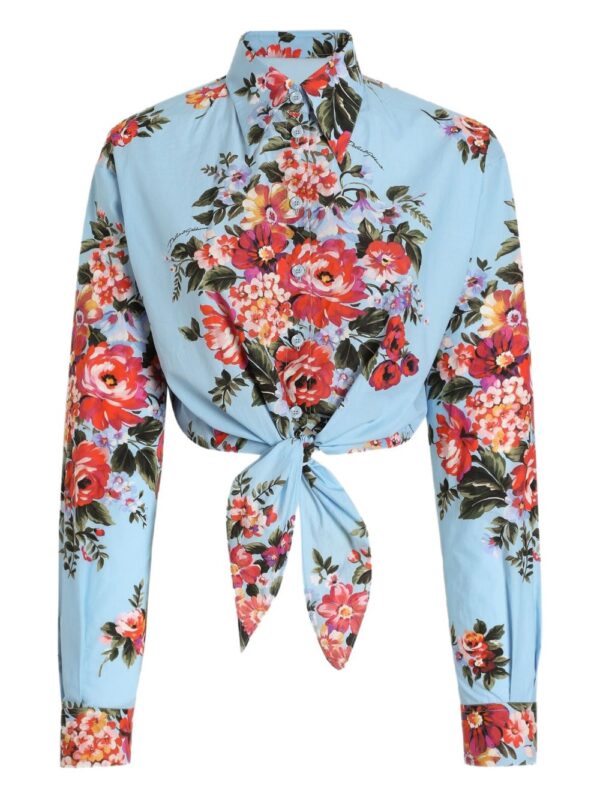 Dolce & Gabbana-Floral cropped cotton shirt