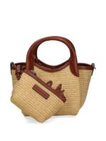 Emporio Armani Woven Straw Small Shopper Bag