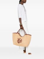 Emporio Armani Large Woven Straw Shopper With Ea Logo