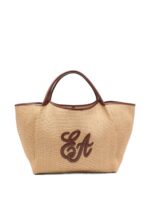 Emporio Armani Large Woven Straw Shopper With Ea Logo