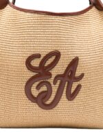 Emporio Armani Large Woven Straw Shopper With Ea Logo