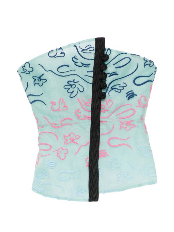 Emporio Armani Floral Embroidery Strapless Top