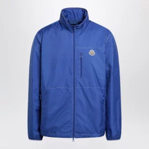 Moncler Arrakis rainwear jacket in bright blue with removable hood