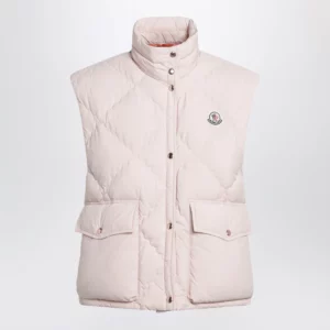 Moncler Biois padded vest pink with geometric quilting