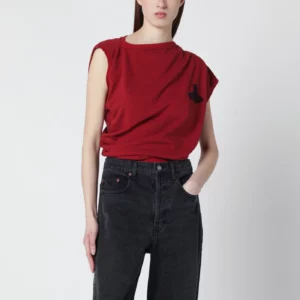 Vivienne Westwood Red asymmetric sweater with Orb logo