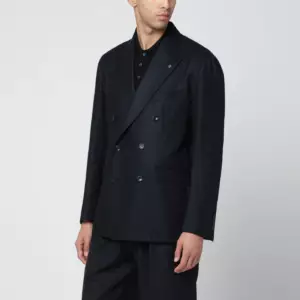 Tagliatore Blue double-breasted jacket in wool and cashmere