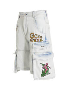 Gcds Bleached Embroidered Ultracargo Bermuda Shorts