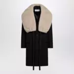 Dries Van Noten Black coat with removable neckline