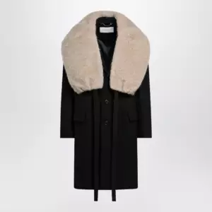 Dries Van Noten Black coat with removable neckline