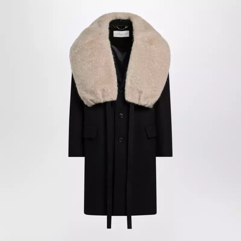 202312216_R_DRVNO-900.x Dries Van Noten Black coat with removable neckline