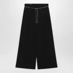 Dries Van Noten Wide-leg black wool trousers
