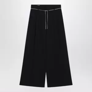Dries Van Noten Wide-leg black wool trousers