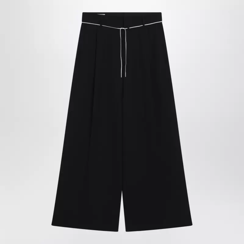 Dries Van Noten Wide-leg black wool trousers