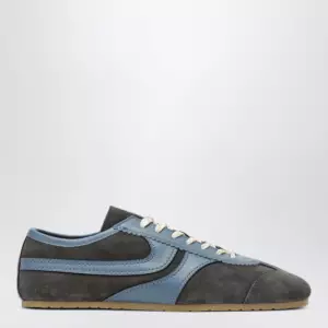 Dries Van Noten Steel grey leather and suede sneakers