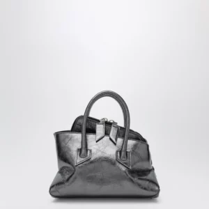 The Attico La Passeggiata Mini dark grey cracked laminated leather bag