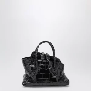 The Attico La Passeggiata Mini black crocodile-print leather bag