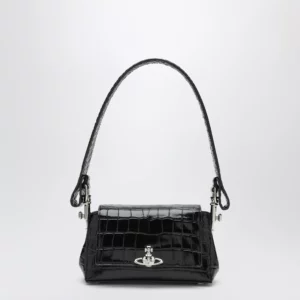Vivienne Westwood Black Hazel bag in croc-effect patent leather