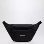 Balenciaga Explorer black nylon belt bag with logo