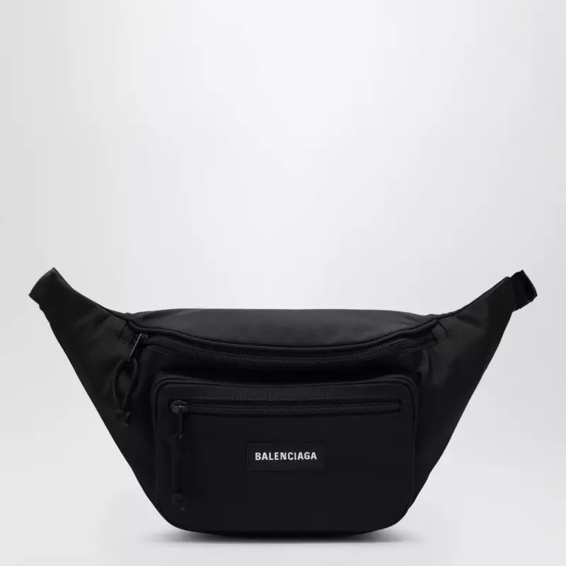 Balenciaga Explorer black nylon belt bag with logo