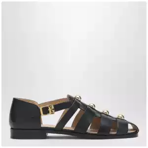 Valentino Garavani Black leather fisherman sandals with studs