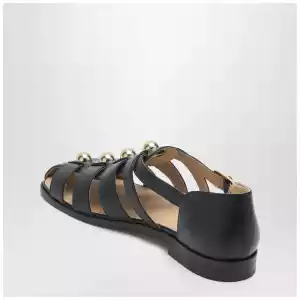 Valentino Garavani Black leather fisherman sandals with studs