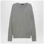 Polo Ralph Lauren Grey-green cotton cable-knit sweater