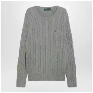 Polo Ralph Lauren Grey-green cotton cable-knit sweater