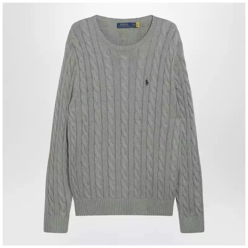 Polo Ralph Lauren Grey-green cotton cable-knit sweater
