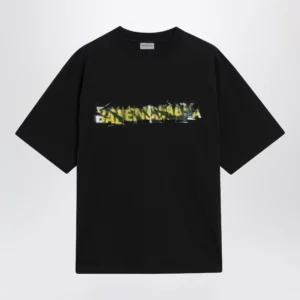 Balenciaga Men's Messy Spray cotton jersey T-shirt in black