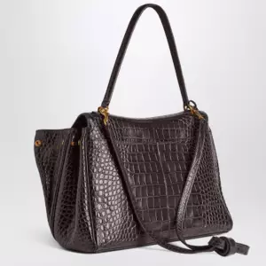 Balenciaga Rodeo medium handbag in espresso crocodile-embossed leather
