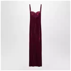 Balenciaga Long plum-colored velvet dress