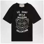 Valentino Black T-shirt with Le Chat de la Maison print