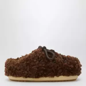 Moon Boot Dark brown curly shearling mules