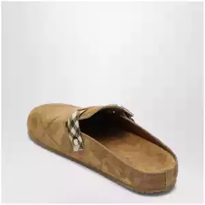 Burberry Urchin clogs in suede with Check pattern