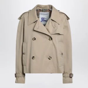 Burberry Cropped Heritage trench coat in beige gabardine