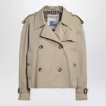 Burberry Cropped Heritage trench coat in beige gabardine