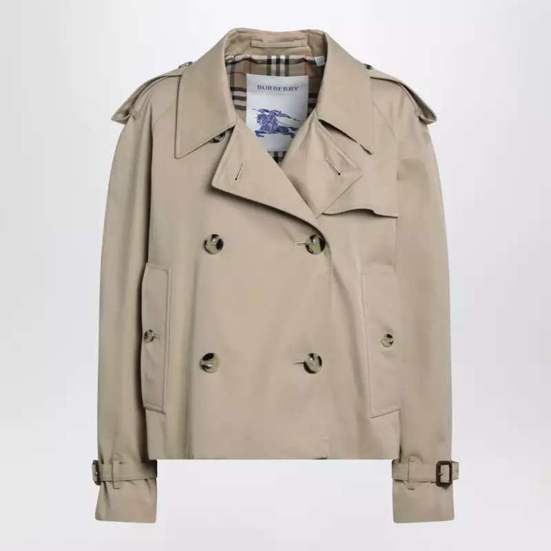 Burberry Cropped Heritage trench coat in beige gabardine