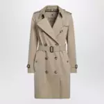 Burberry Beige double-breasted Kensington cotton trench coat