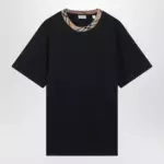 Burberry Navy T-shirt with Check trims