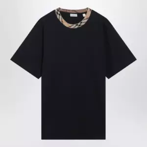 Burberry Navy T-shirt with Check trims