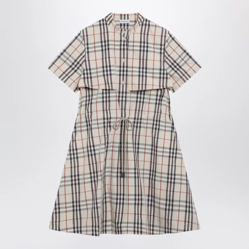 8123248168580_S_BURBE-C5586.x Burberry Beige check short-sleeve cotton dress