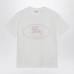 Burberry White T-shirt with Knight Stamp