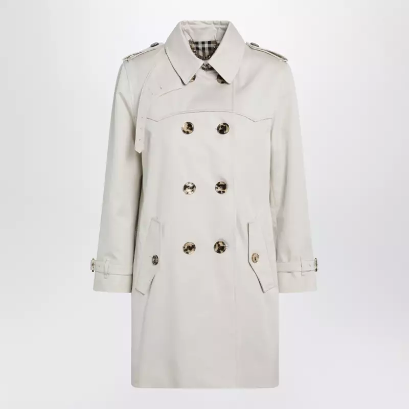 Burberry Short Summerside trench coat in cotton gabardine beige