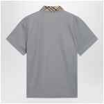 Burberry Grey cotton polo with Check collar