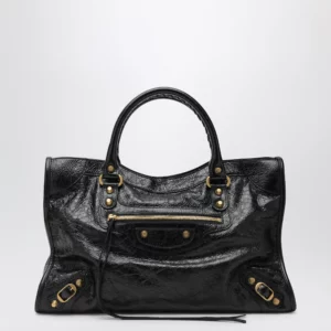 Balenciaga Medium Le City bag in black/antique gold