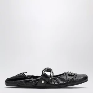 Balenciaga City black ballet flats in Arena lambskin leather