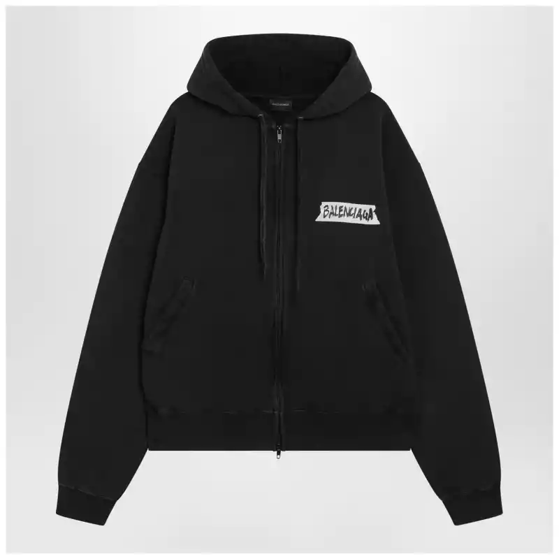 850338TTVL7_S_BALEN-1041.x Balenciaga Black washed Masking Tape oversize hoodie