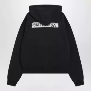 Balenciaga Black washed Masking Tape oversize hoodie