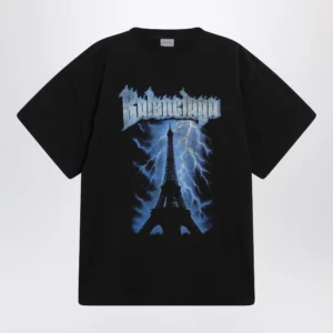 Balenciaga Paris Thunderstorm oversized black T-shirt